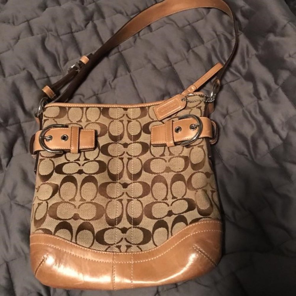 Coach Brown Signature Canvas Shoulder Bag